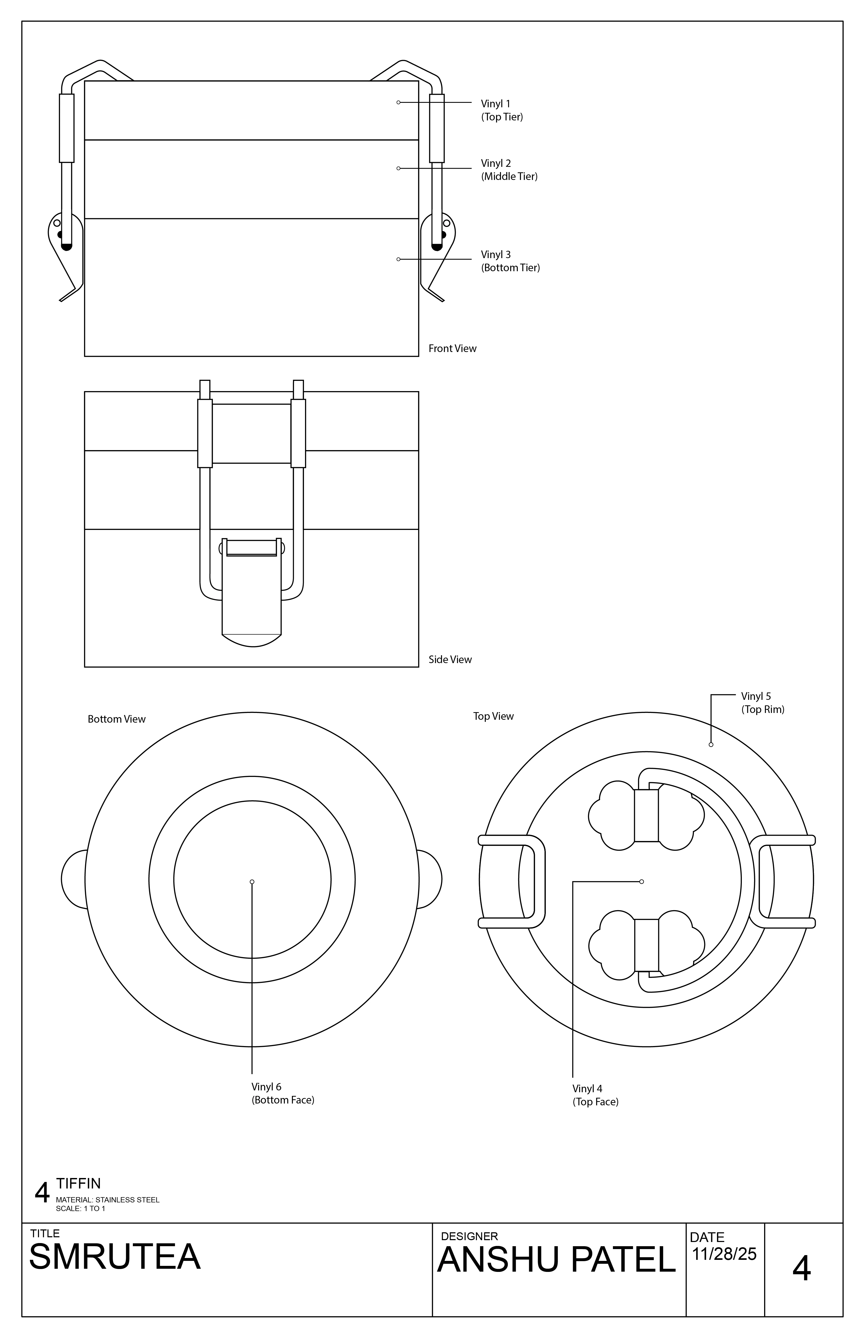 Title Block, Metal Tiffin